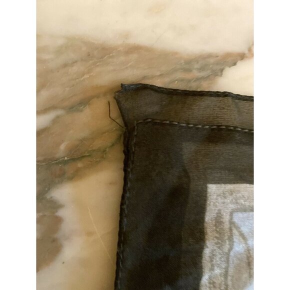 Made in Italy Sheer Chiffon Scarf Blue Brown Floral - Picture 7 of 7